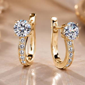 Crystal Hoop Earrings Elegant Gold-Tone Solitaire Crystal Hoop Earrings