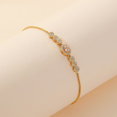 Elegant Gold-Tone Crystal Oval Bracelet