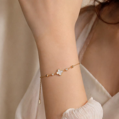 Floral Charm Bracelet Elegant Gold-Tone Floral Charm Bracelet